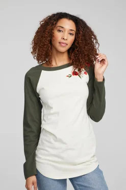 Clearance Poppy Embroidery Football Long Sleeve Women Loungewear|Graphics