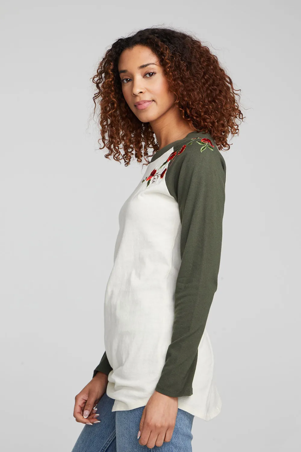 Clearance Poppy Embroidery Football Long Sleeve Women Loungewear|Graphics