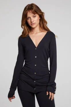 Outlet Priscilla Licorice Long Sleeve Women Loungewear|Tops