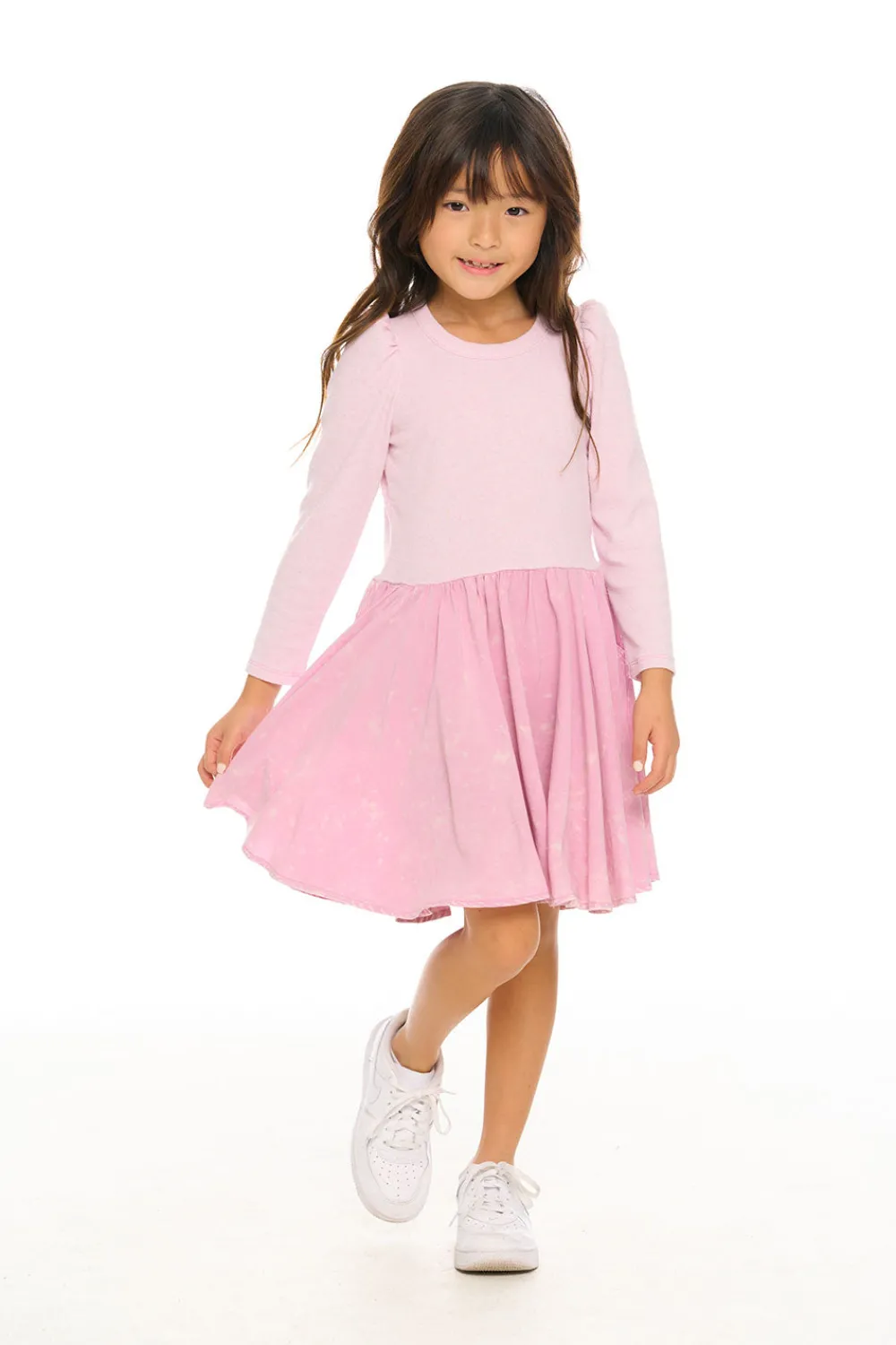 Shop Puff Long Sleeve Dress With Twirl Skirt Kids Girls