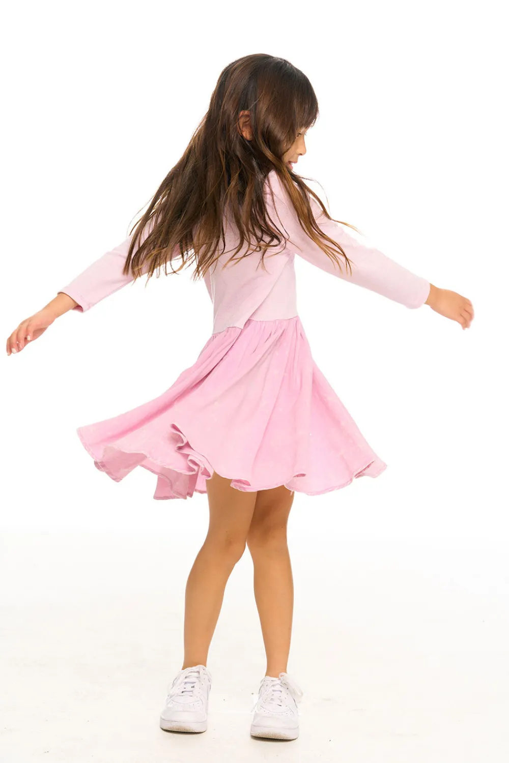 Shop Puff Long Sleeve Dress With Twirl Skirt Kids Girls