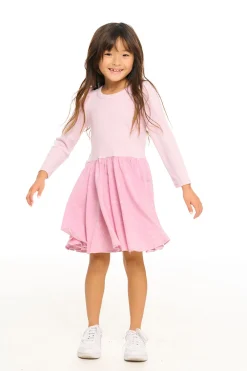 Shop Puff Long Sleeve Dress With Twirl Skirt Kids Girls