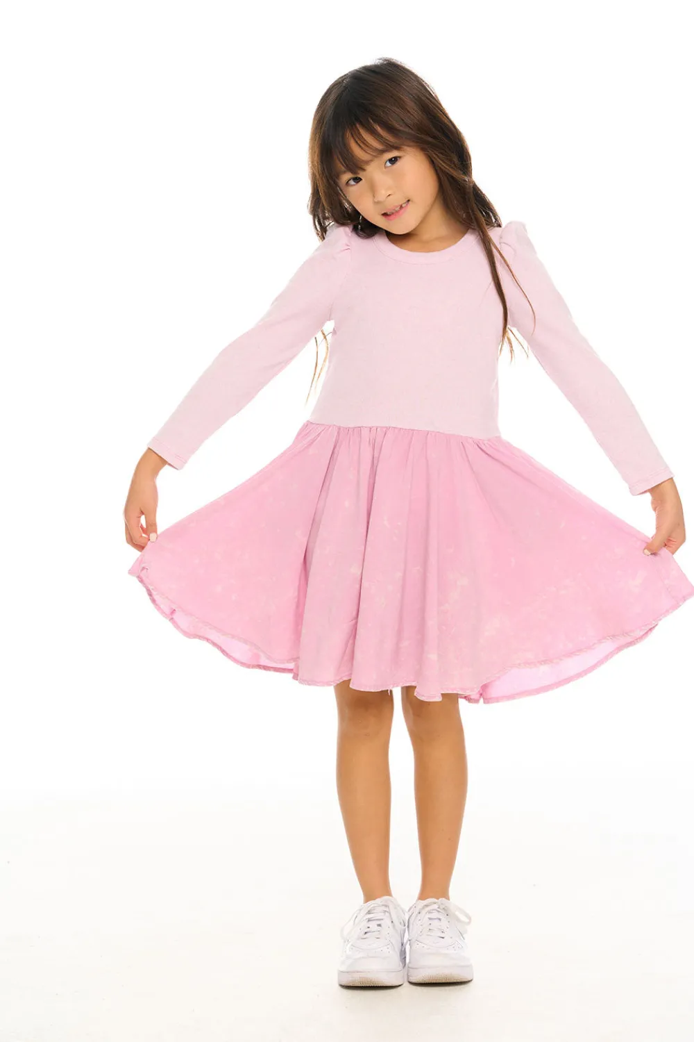 Shop Puff Long Sleeve Dress With Twirl Skirt Kids Girls