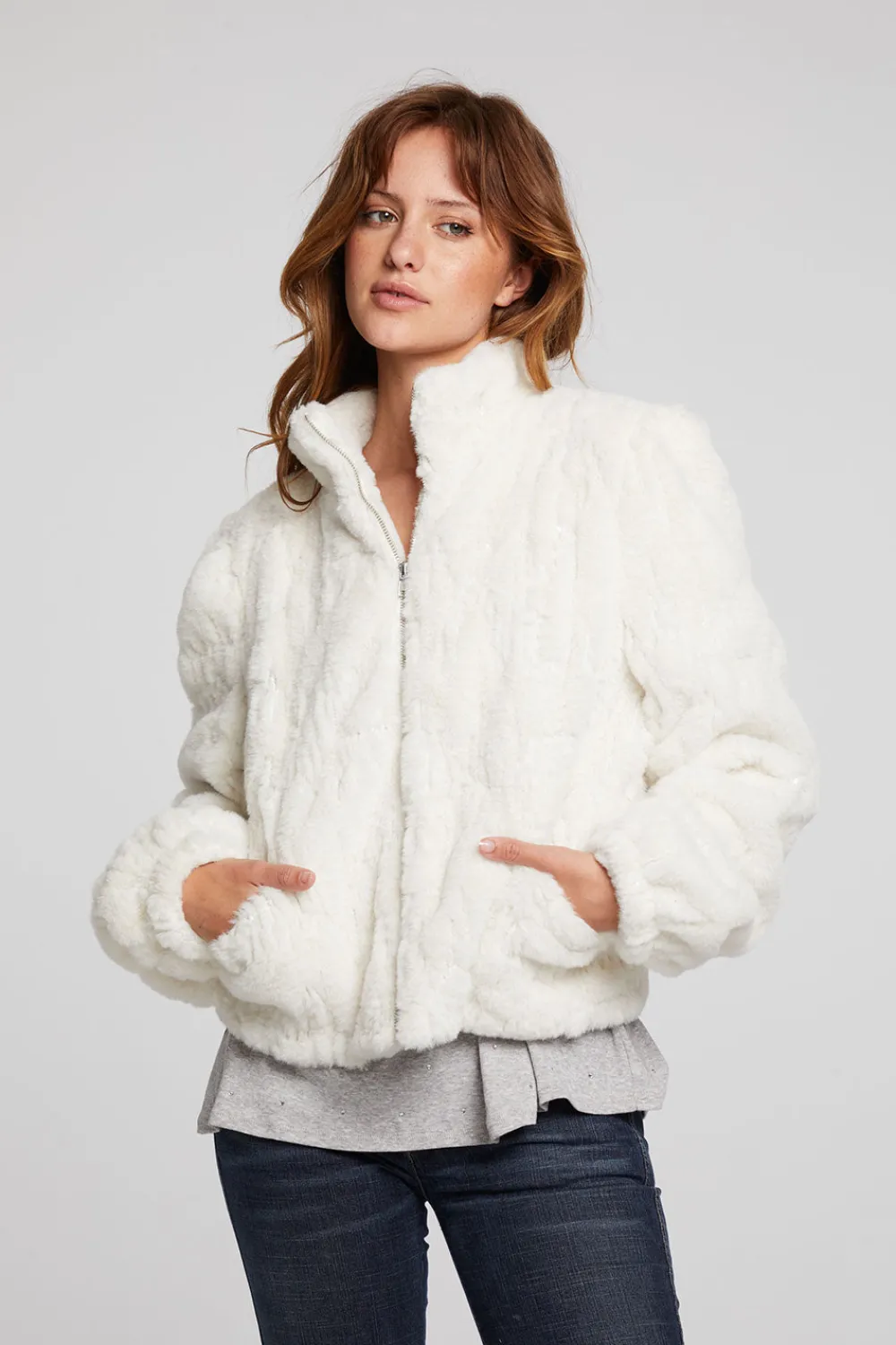 Online Puff Sleeve Starry White Jacket Women Outerwear|Loungewear