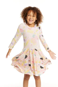New Puff Sweet Treats Long Sleeve Dress With Twirl Skirt Kids Girls