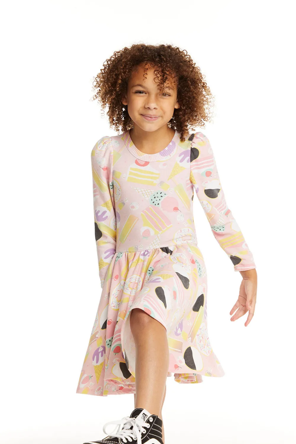 New Puff Sweet Treats Long Sleeve Dress With Twirl Skirt Kids Girls