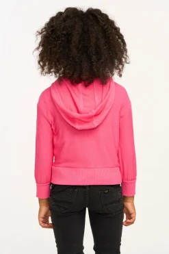 Cheap Puffy Flamingo Pink Cozy Knit Zip Up Hoodie Kids Girls
