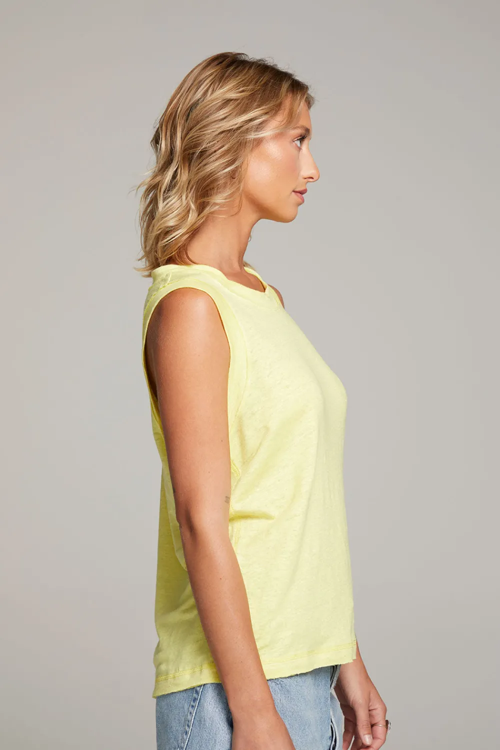 New Raw Edge Lemon Muscle Tank Women Loungewear|Tops