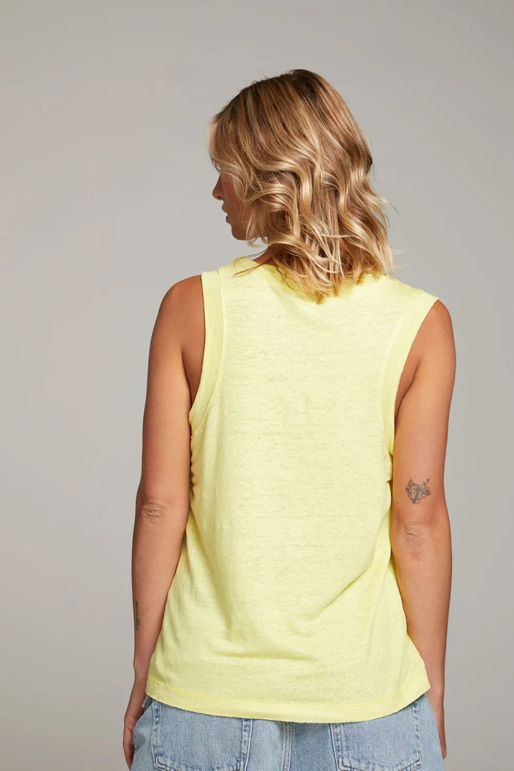 New Raw Edge Lemon Muscle Tank Women Loungewear|Tops