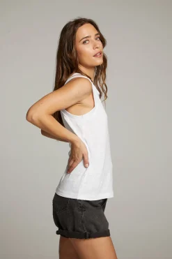 Sale Raw Edge White Muscle Tank Women Loungewear|Tops