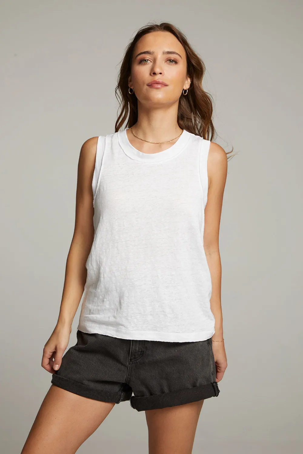 Sale Raw Edge White Muscle Tank Women Loungewear|Tops