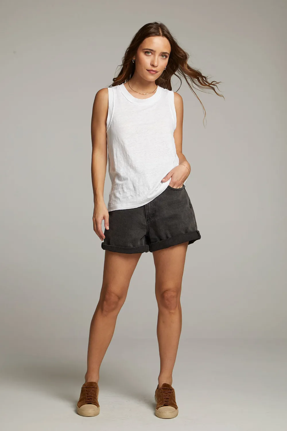 Sale Raw Edge White Muscle Tank Women Loungewear|Tops
