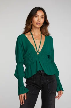 Hot Rayon Woven Deep V Top With Straps Women Loungewear|Tops