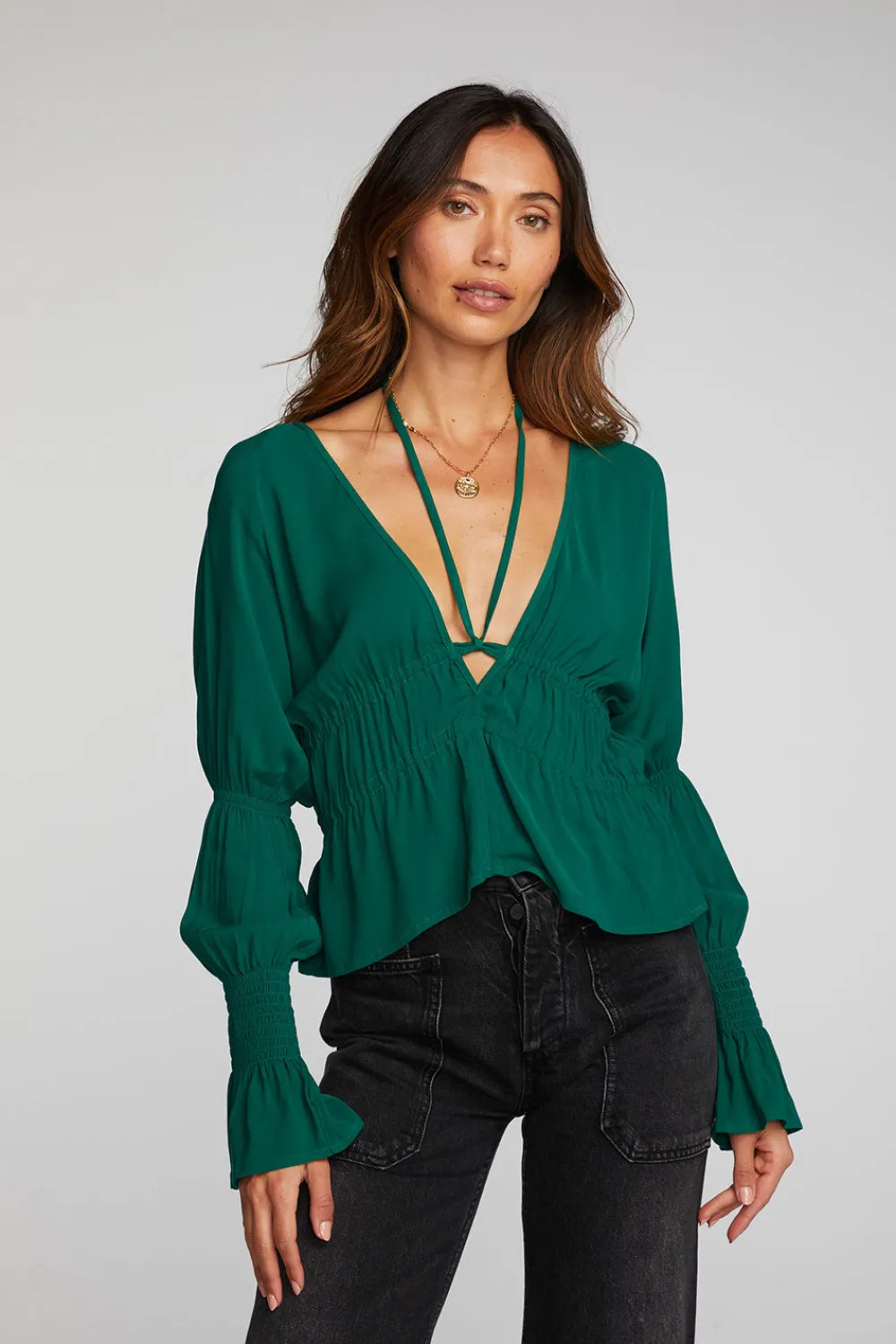 Hot Rayon Woven Deep V Top With Straps Women Loungewear|Tops