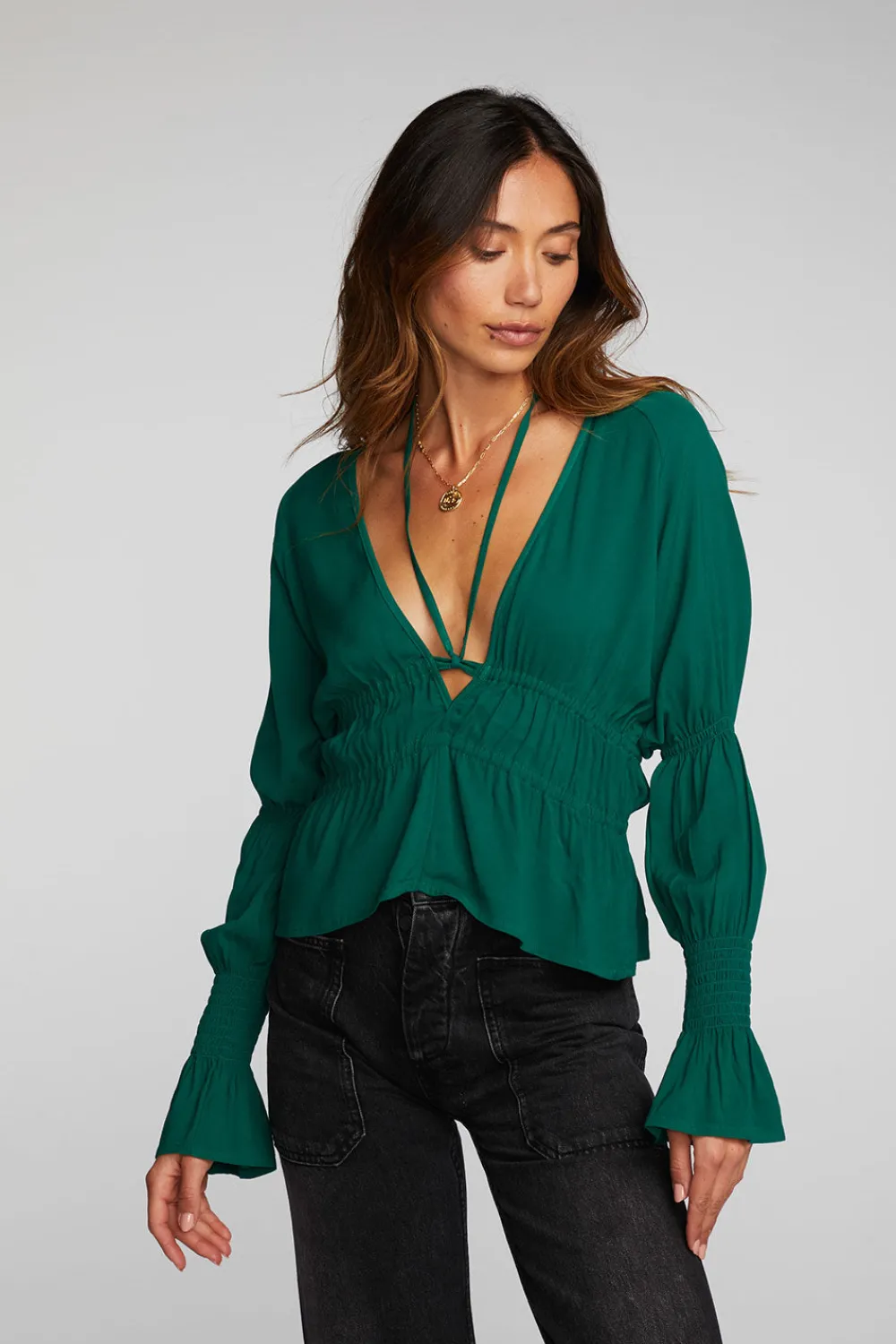 Hot Rayon Woven Deep V Top With Straps Women Loungewear|Tops