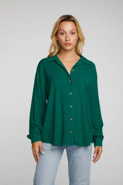 Hot Rayon Woven Long Sleeve Button Down Women Loungewear|Tops