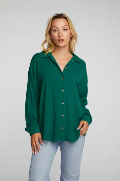 Hot Rayon Woven Long Sleeve Button Down Women Loungewear|Tops