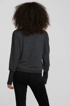 Store Recycled Bliss Knit Crewneck Pullover With Rib And Puff Sleeve Women Tops