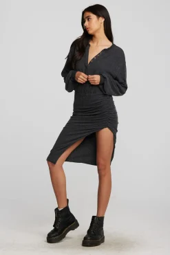 Store Recycled Bliss Knit Midi Dress With Shirring Women Dresses