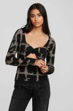 Hot Recycled Vintage Rib Long Sleeve Top With Twist Detail Women Tops