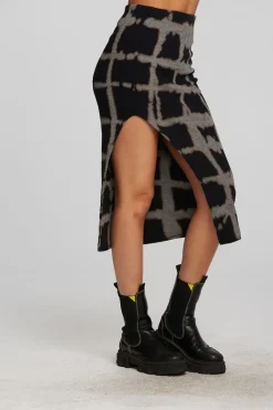 Online Recycled Vintage Rib Midi Skirt With Shirring And Side Slit Women Bottoms