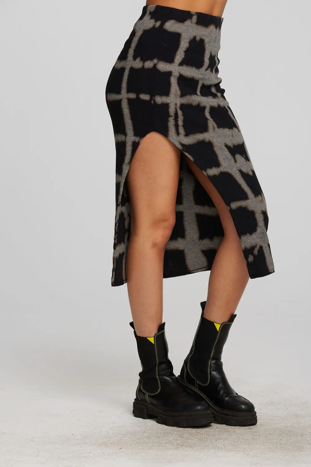 Online Recycled Vintage Rib Midi Skirt With Shirring And Side Slit Women Bottoms