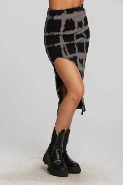 Online Recycled Vintage Rib Midi Skirt With Shirring And Side Slit Women Bottoms