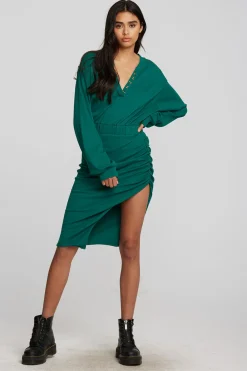 Outlet Recycled Vintage Rib Midi Dress With Shirring And Side Slit Women Loungewear|Dresses