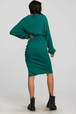 Outlet Recycled Vintage Rib Midi Dress With Shirring And Side Slit Women Loungewear|Dresses