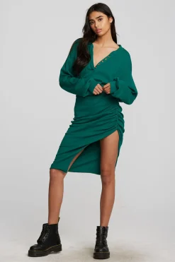 Outlet Recycled Vintage Rib Midi Dress With Shirring And Side Slit Women Loungewear|Dresses