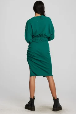 Outlet Recycled Vintage Rib Midi Dress With Shirring And Side Slit Women Loungewear|Dresses