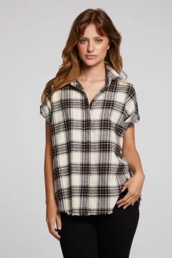 Best Sale Rhythm Americana Plaid Button Down Women Loungewear|Tops
