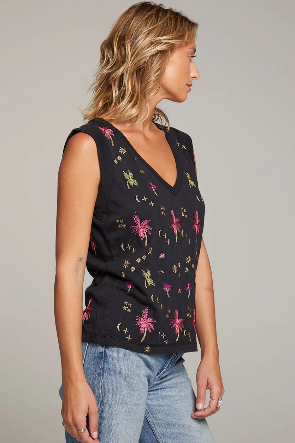 Online Rolled Night Palm Armhole V-neck Muscle Tank Women Loungewear|Tops