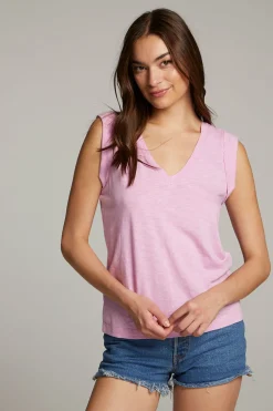 New Rolled Pastel Lavender Armhole V-neck Muscle Tank Women Loungewear|Tops