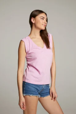 New Rolled Pastel Lavender Armhole V-neck Muscle Tank Women Loungewear|Tops