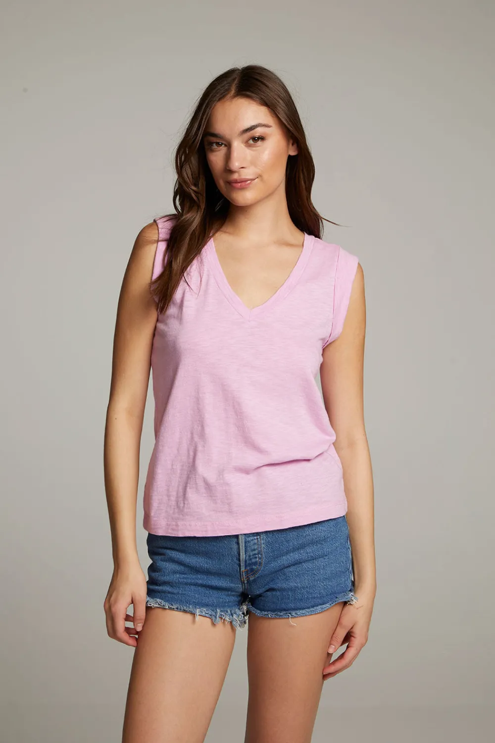 New Rolled Pastel Lavender Armhole V-neck Muscle Tank Women Loungewear|Tops