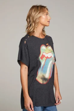 Best Sale Rolling Stones Classic Logo Distressed Tee Women Loungewear|Music