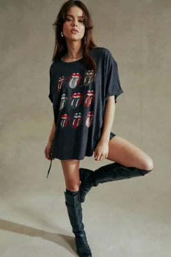 Fashion Rolling Stones Multi Logo One Size Tee Women Loungewear|Music