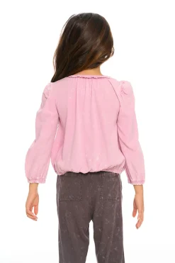Hot Ruffle Neck Pocket Shirred Tee Kids Girls