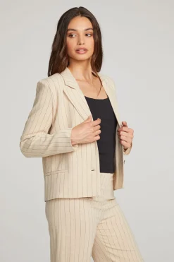Clearance Santanaa White Pinstripe Blazer Women Loungewear
