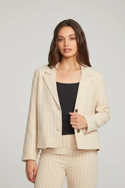 Clearance Santanaa White Pinstripe Blazer Women Loungewear