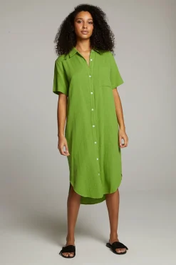 Cheap Sebastian Piquant Green Button Down Women Loungewear|Dresses