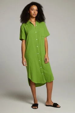 Cheap Sebastian Piquant Green Button Down Women Loungewear|Dresses