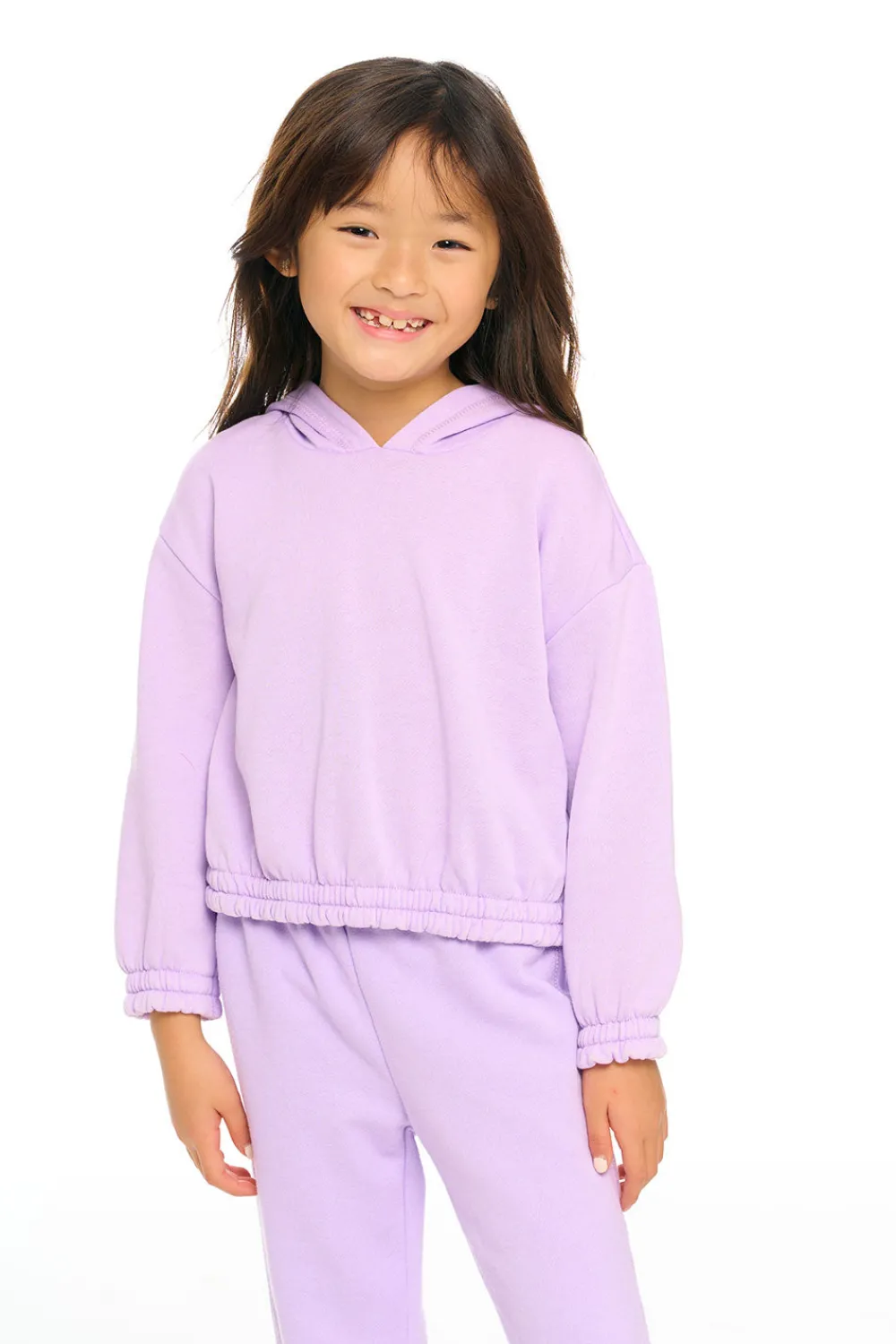 Clearance Semi Cropped Shirred Hoodie Pullover Kids Girls