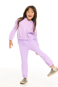 Clearance Semi Cropped Shirred Hoodie Pullover Kids Girls