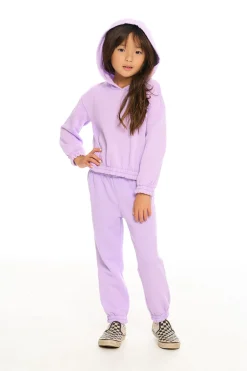 Clearance Semi Cropped Shirred Hoodie Pullover Kids Girls