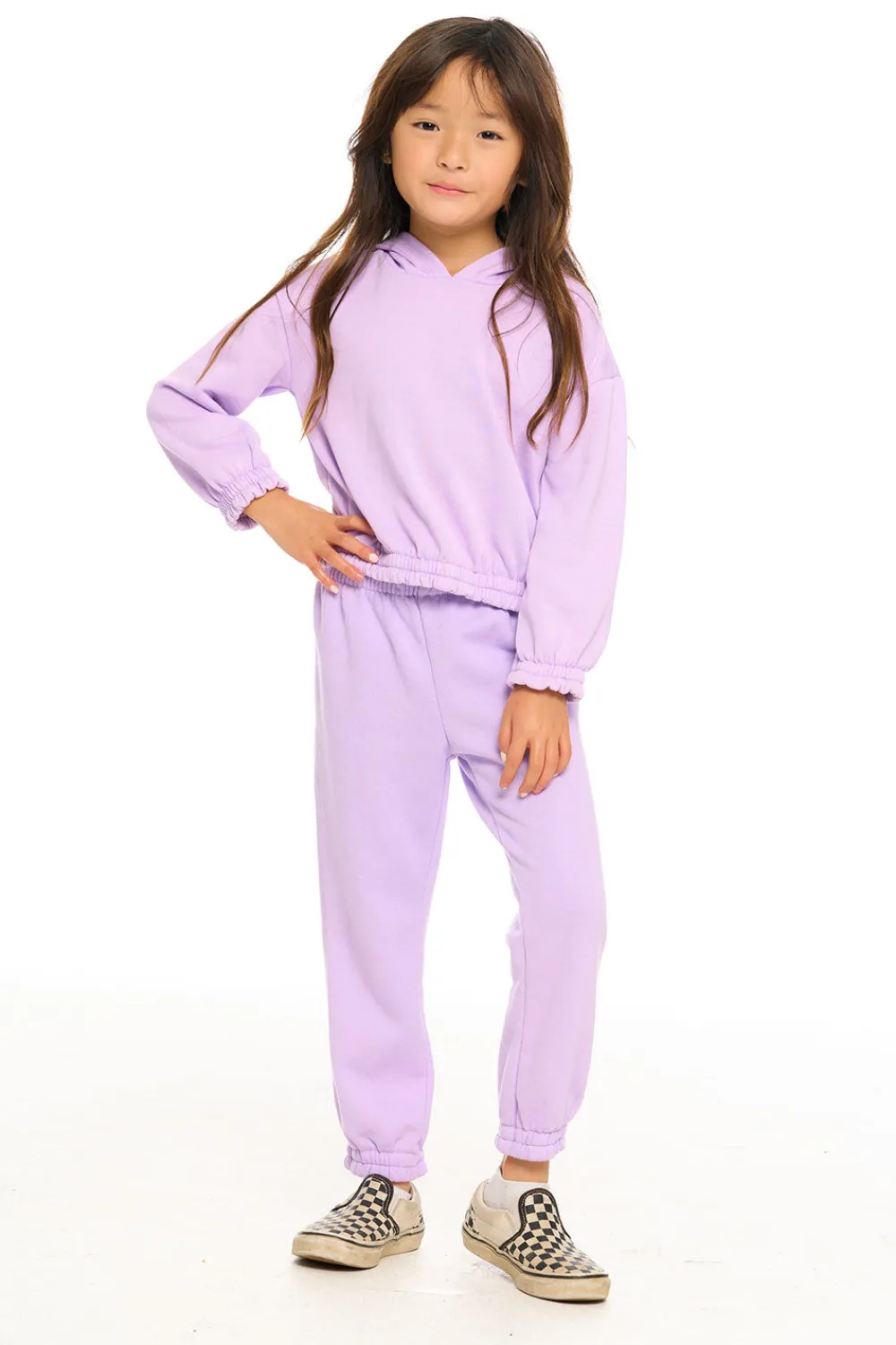 Clearance Semi Cropped Shirred Hoodie Pullover Kids Girls