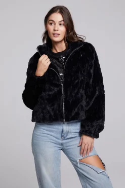Cheap Sequin Faux Fur Puff Sleeve Jacket Women Outerwear|Loungewear