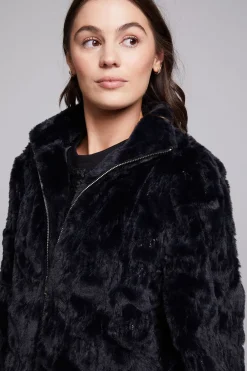 Cheap Sequin Faux Fur Puff Sleeve Jacket Women Outerwear|Loungewear