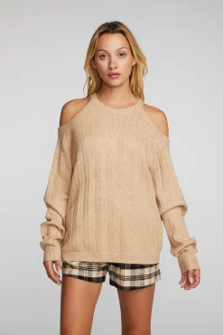 Flash Sale Sequin Knit Cold Shoulder Sweater Women Outerwear|Loungewear
